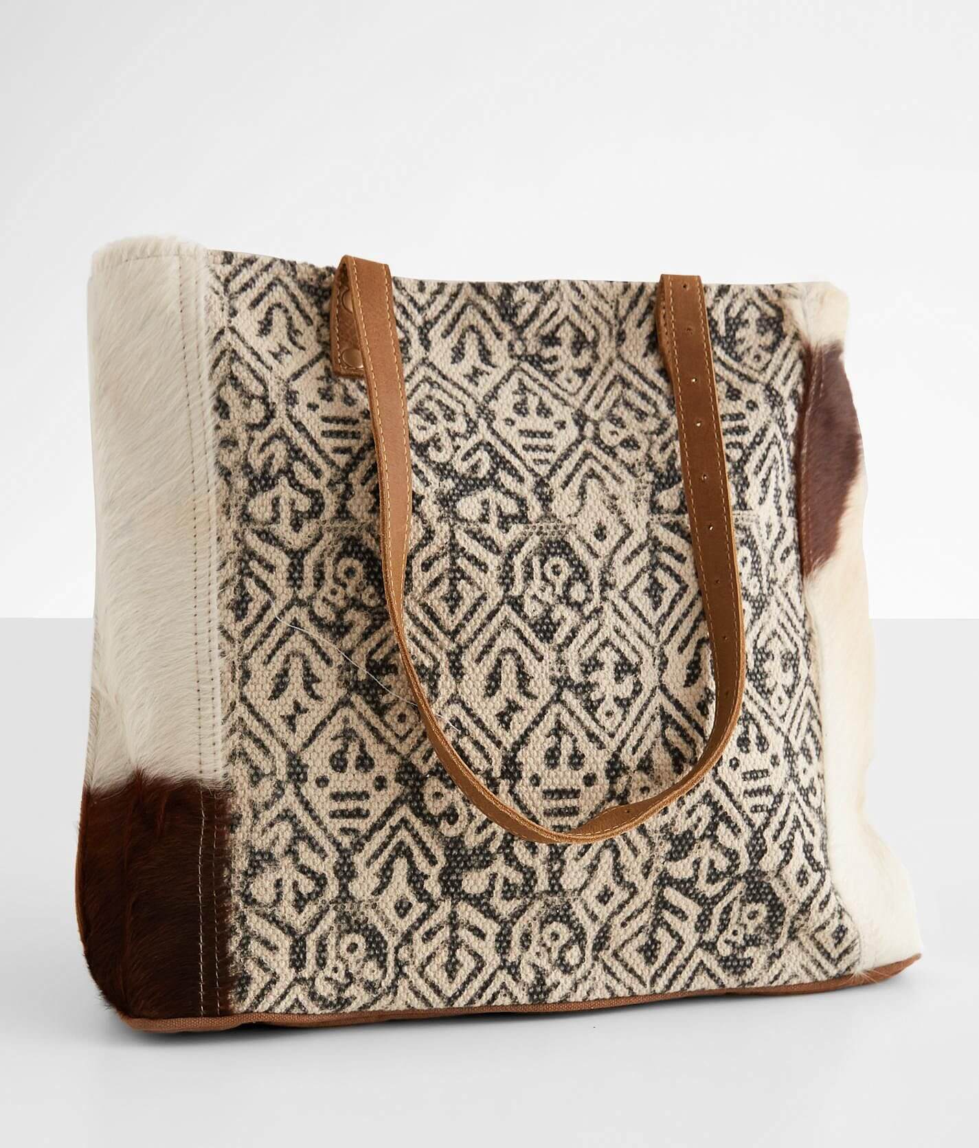 Myra Bags Cowhide Leather Black & White Cotton Nova Nest Backpack Tote NEW Myra Matty Affair Cowhide Weekender Bag - Western Leather  main image 2