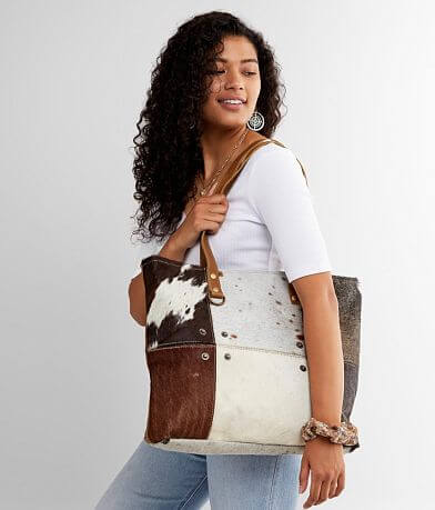 Myra Bag Multi-Patch Cowhide Leather Tote Purse misc detail 2 view