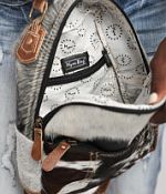 Myra Bag White Backpack with Gold Speckle and Brown Trim Amazon.com: Myra Bag Diaper Bag for Women - Western Upcycled  main image 2