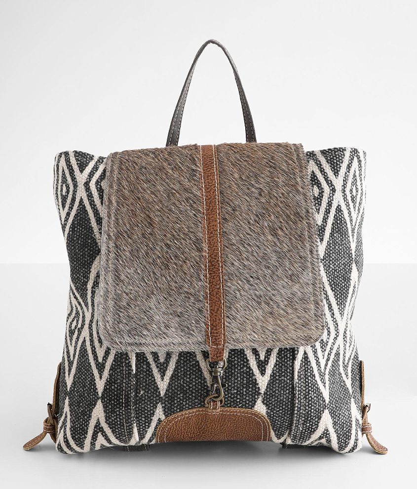 Myra Bag Grizzle Leather Backpack front view