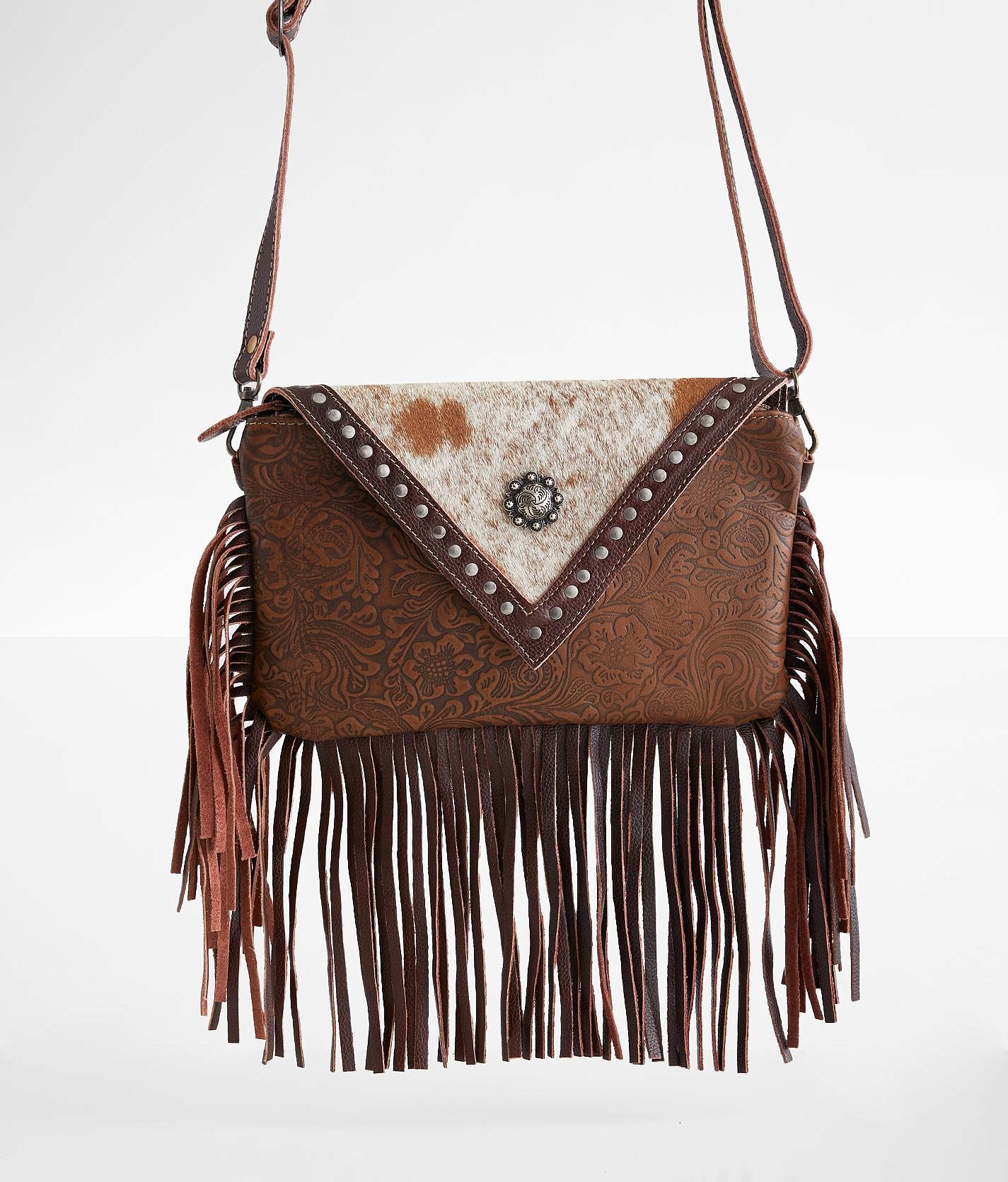 Myra Bag Dusky Tones Leather Fringe Crossbody Purse - Women's