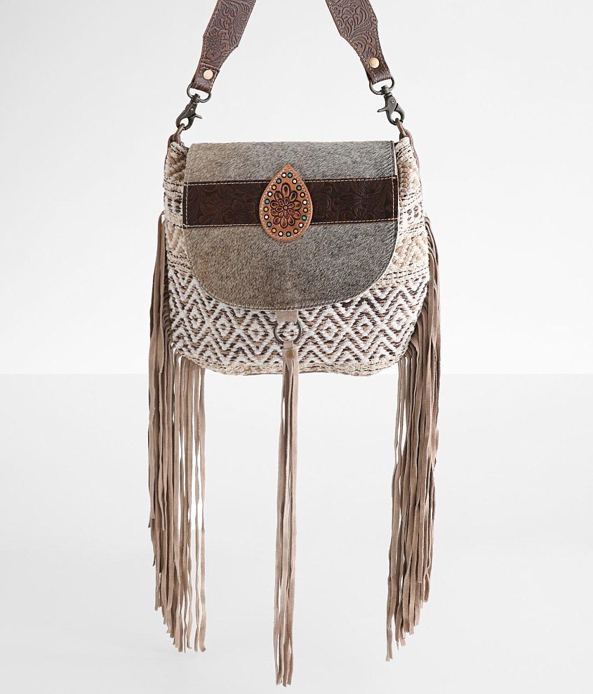 Myra Bag Ethereal Tones Leather Fringe Purse front view