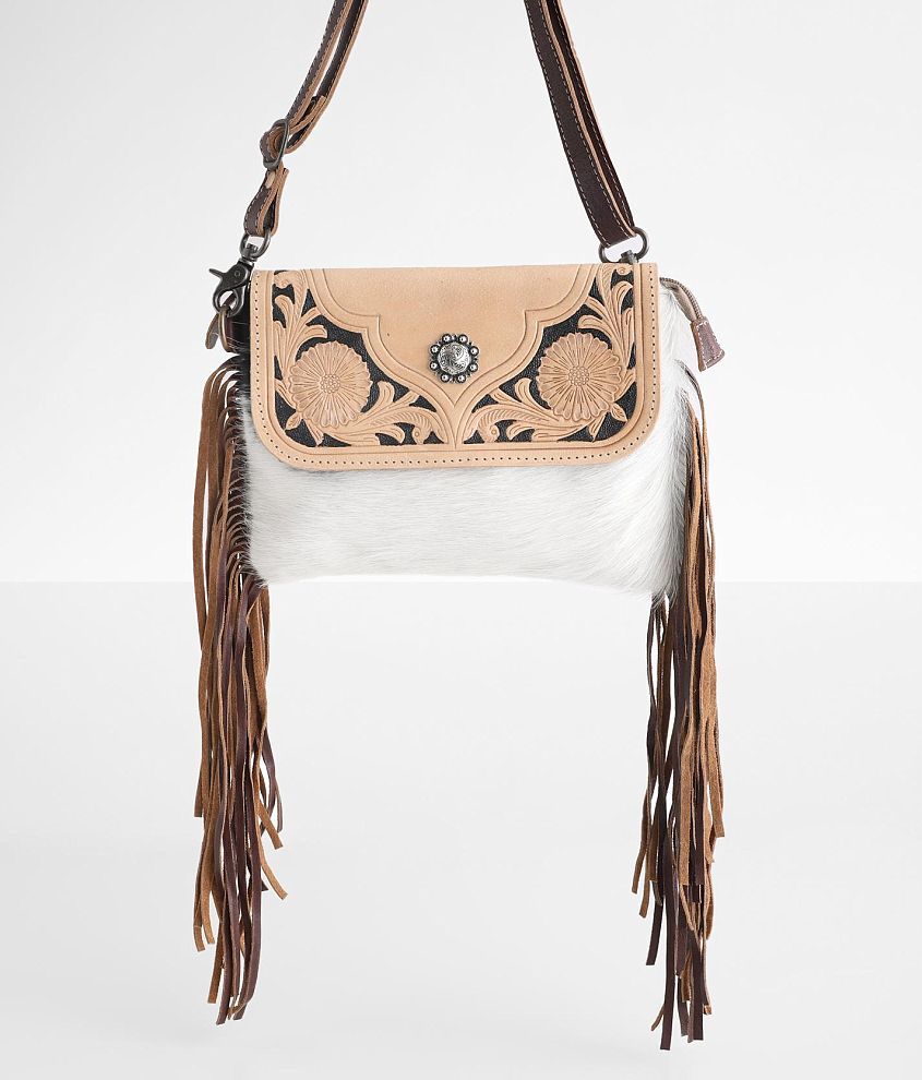 Tooled Fringe Buckle Strap Purse Crossbody