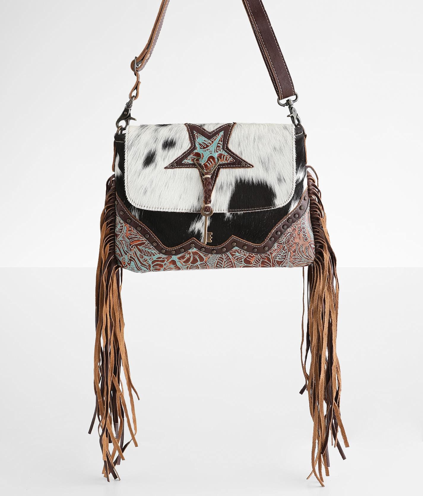 Myra | Clear Leather Crossbody Bag w/ Fringe, Small