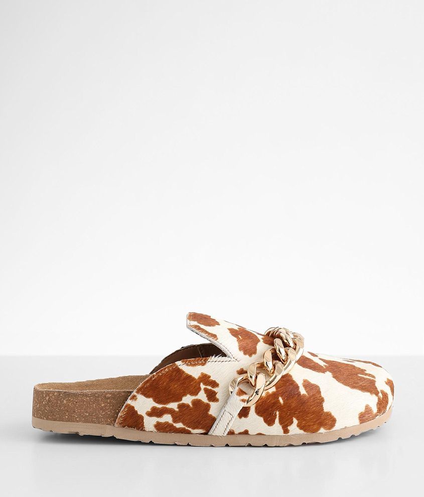MYRA Ado Cow Print Leather Mule Shoe front view