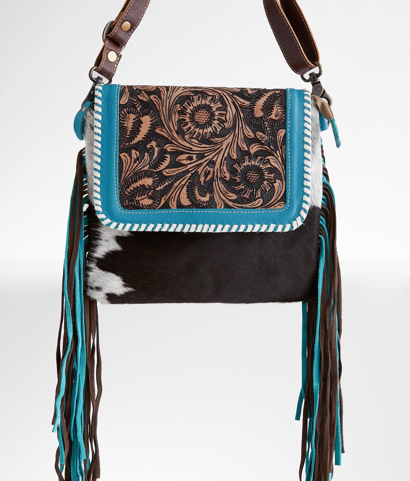 Myra Bag Misty Bleu Leather Fringe Purse - Women
