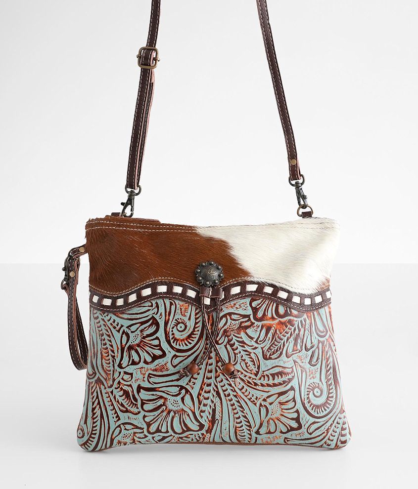 Myra Bag Blue Isle Crossbody Leather Purse Women's Bags in Cowprint