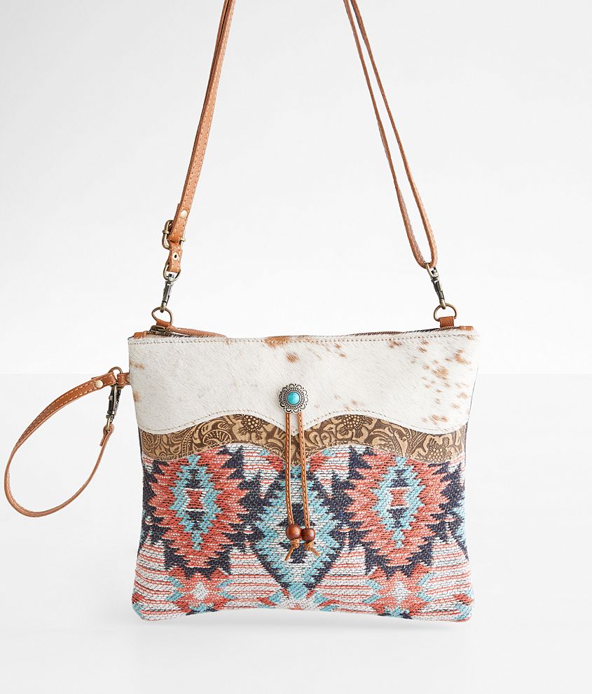 Turquoise Buckle Cowhide Crossbody Bag