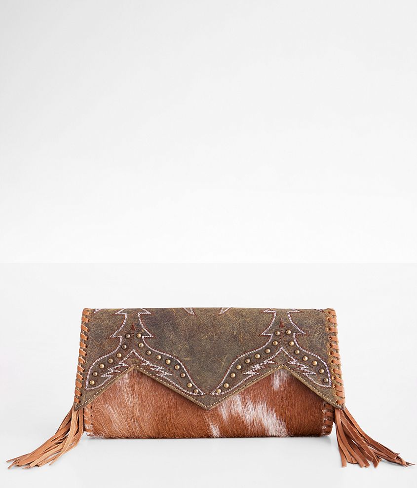 Myra Bag Scheme Leather Fringe Wallet front view