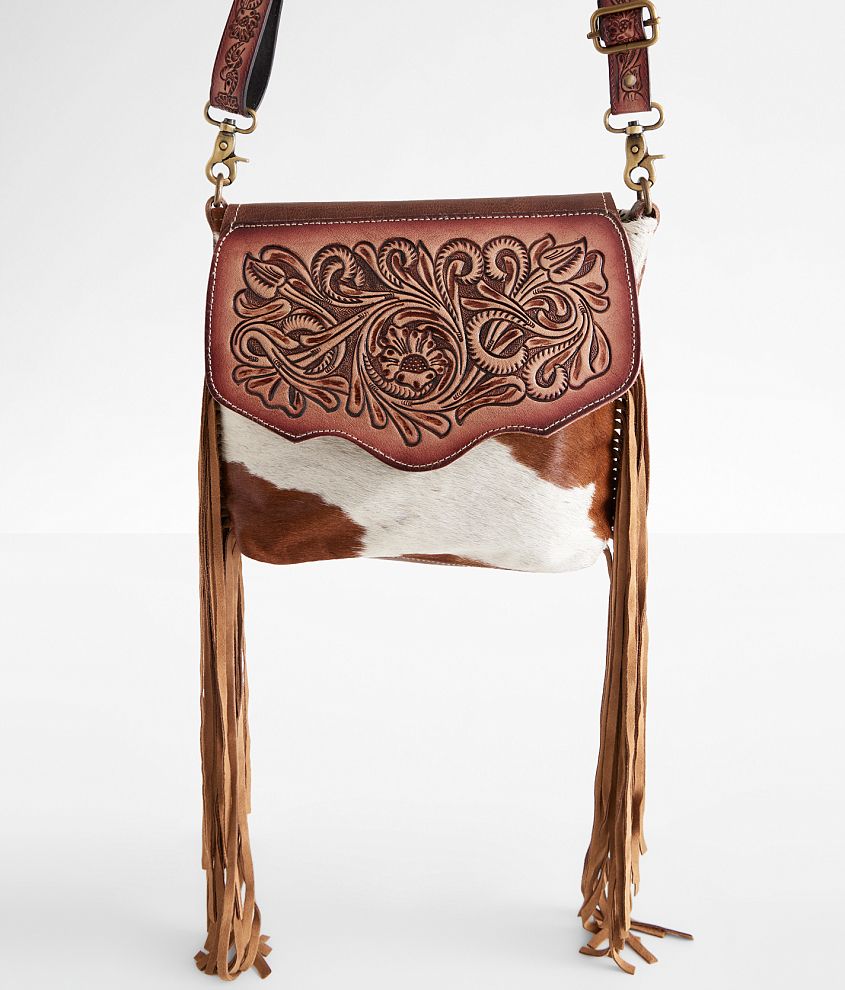 Hand Tooled Leather Fringe Purse by Myra Bag