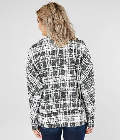BKE Plaid Cardigan Sweater BACK