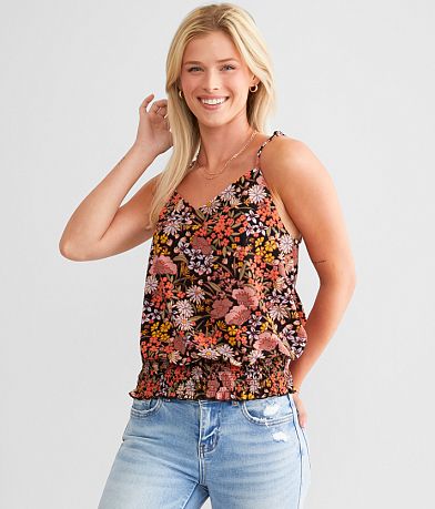 Daytrip Embroidered Floral Tank Top - Women's Tank Tops in Rust