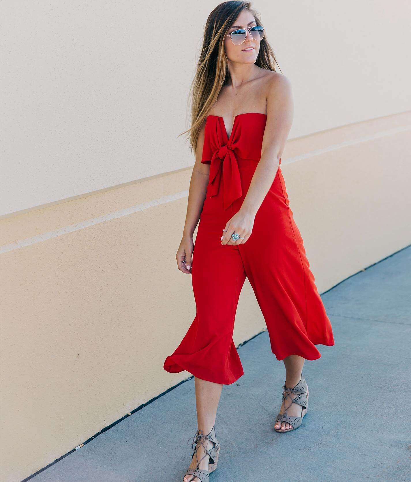 red rompers and jumpsuits