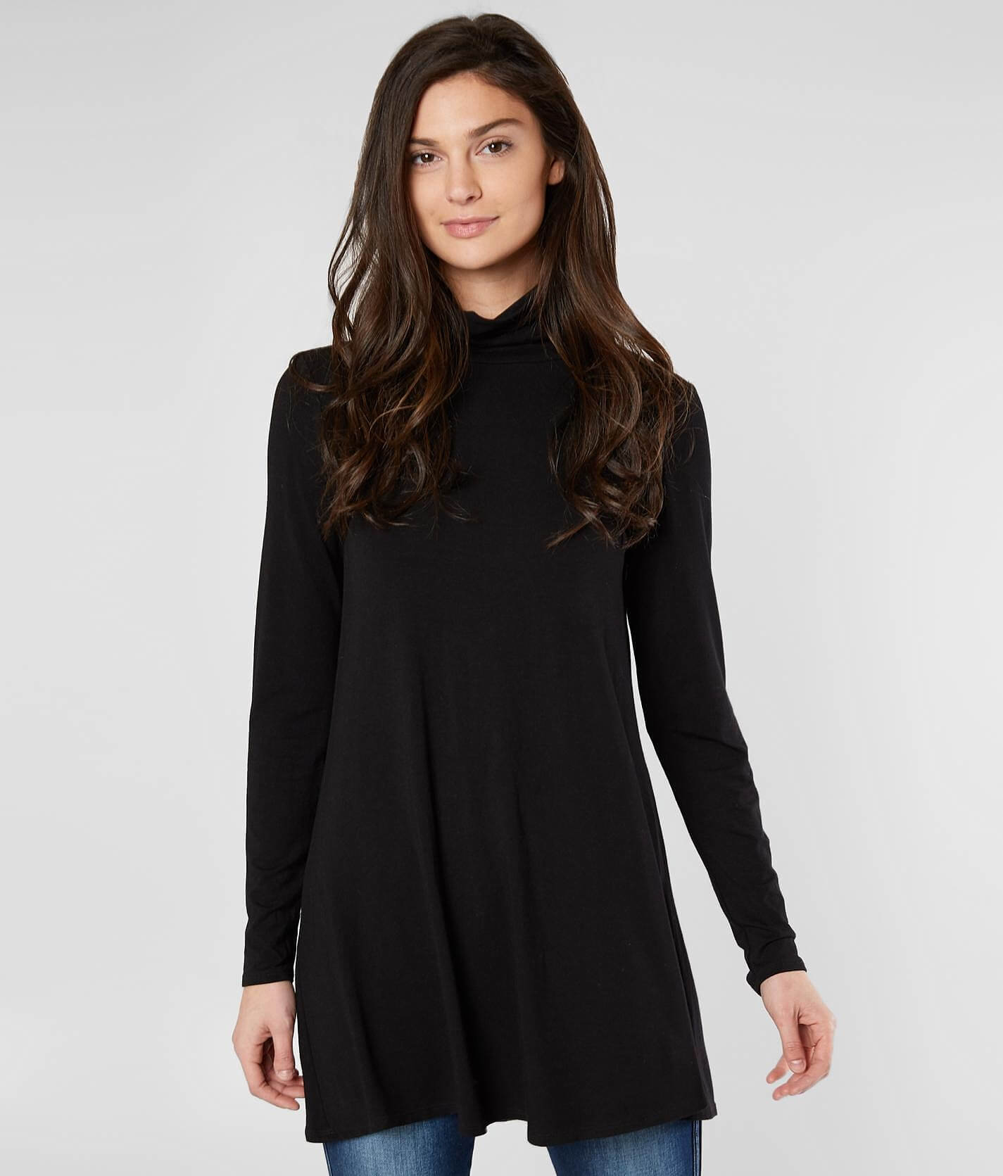 womens black turtleneck tunic sweater