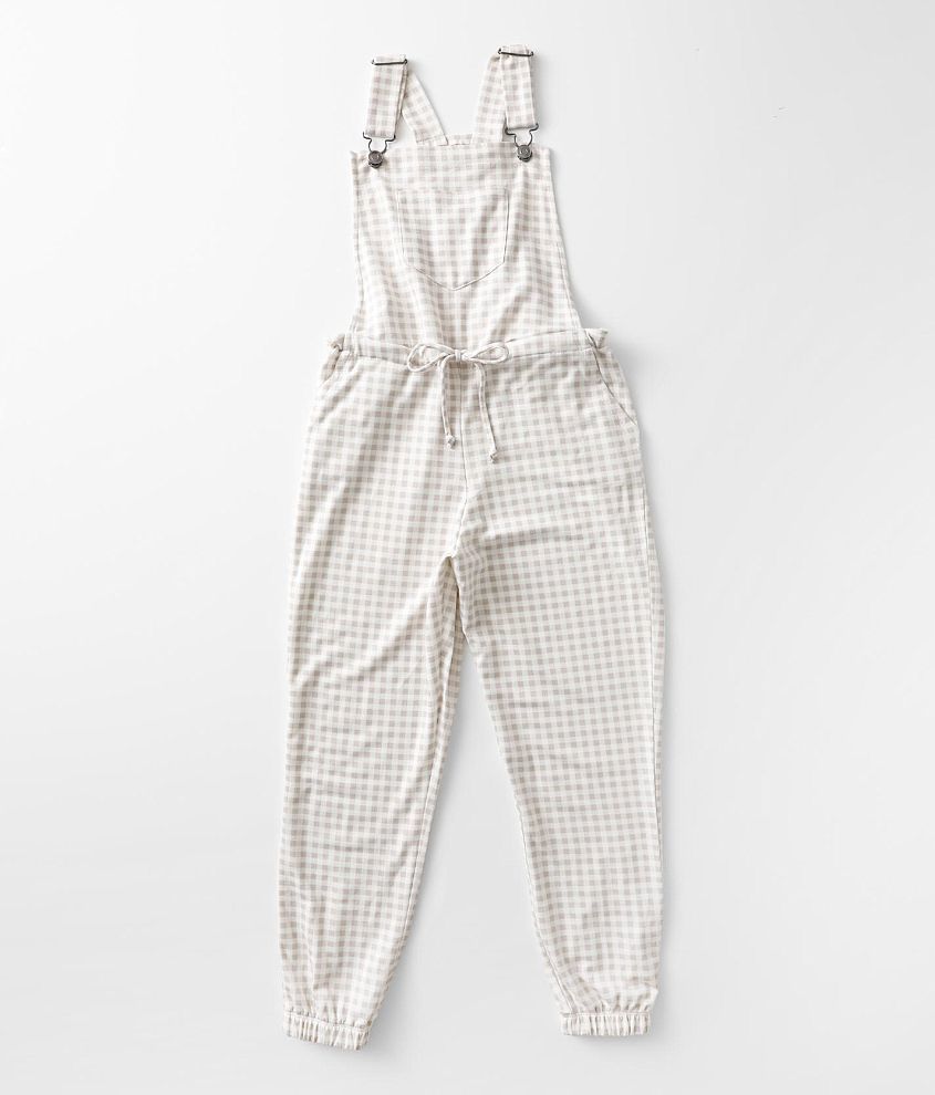 Girls - Willow &#38; Root Checkered Print Overalls front view