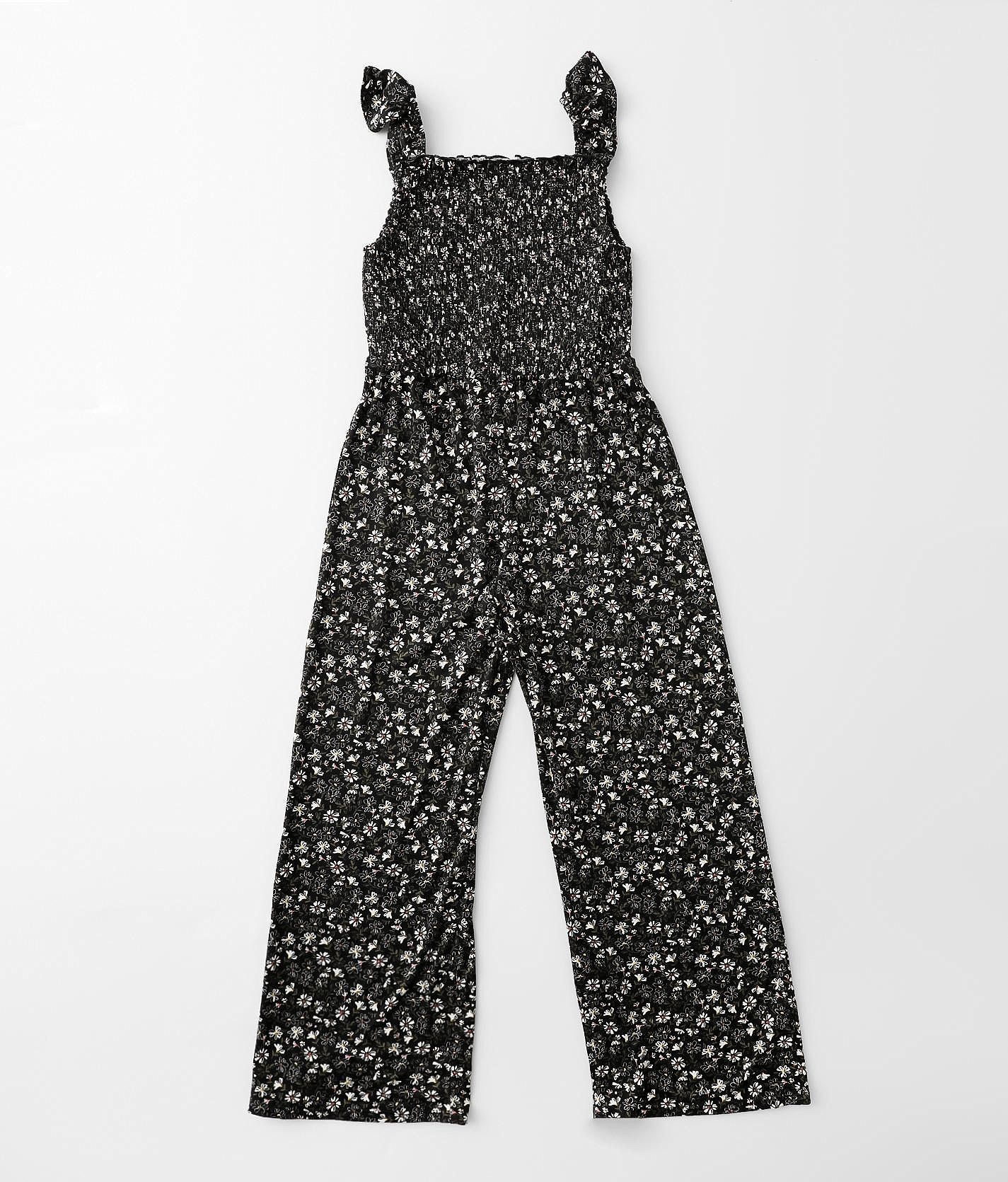 Girls - Willow & Root Smocked Floral Jumpsuit - Girl's Rompers/Jumpsuits in  Black