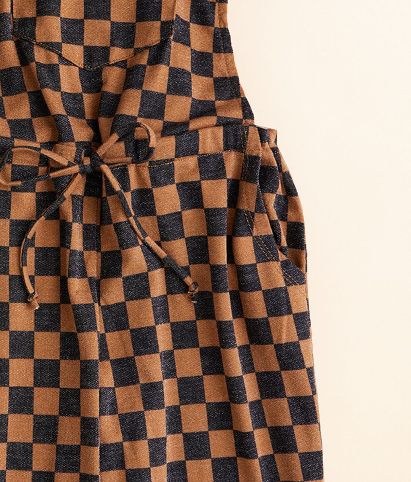 Girls - Checker Knit Overalls