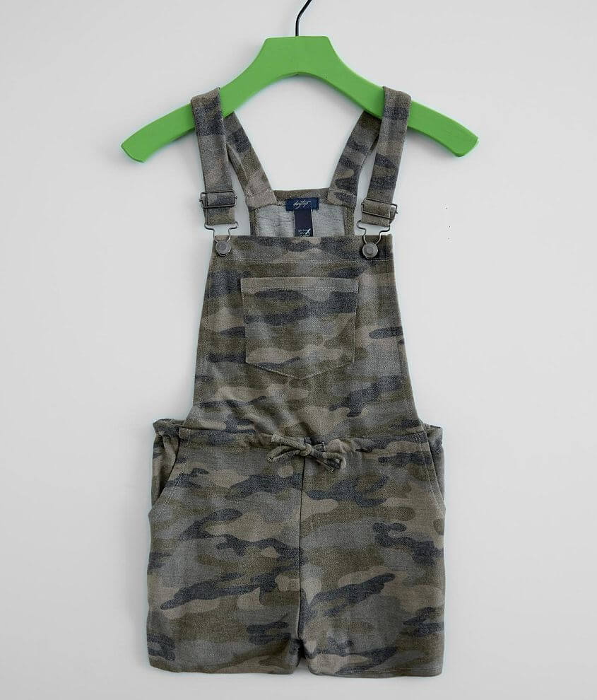 Girls - Daytrip Camo Overall Shorts front view