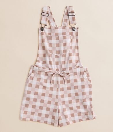 BKE Girls - Checker Knit Overall Short front view