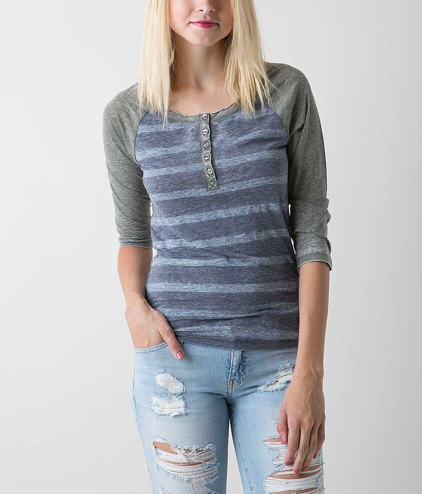 BKE Striped Henley Top front view
