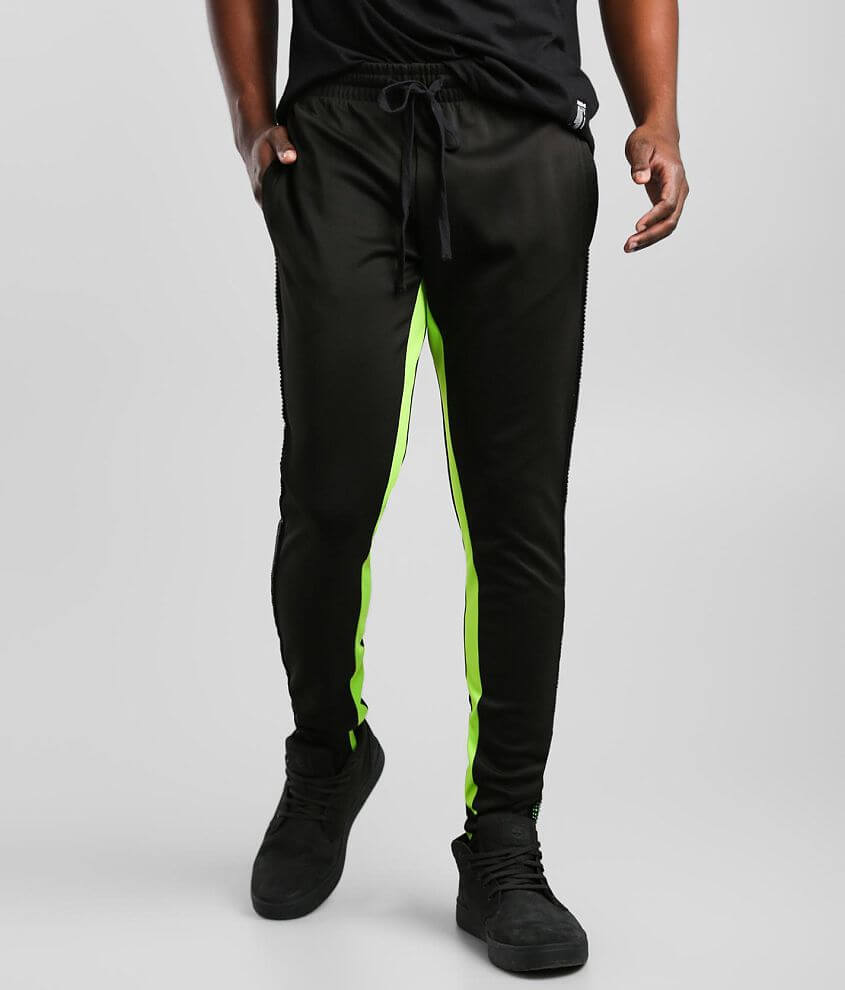 Black neon 2025 green stripe pants