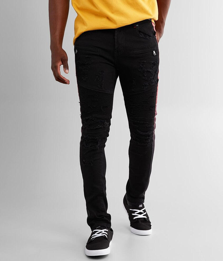 PREME Black Moto Skinny Stretch Jean front view