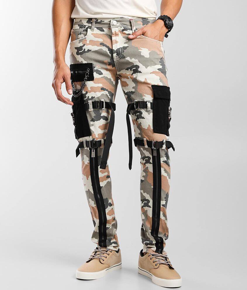 PREME Old Rose Camo Cargo Skinny Stretch Jean front view