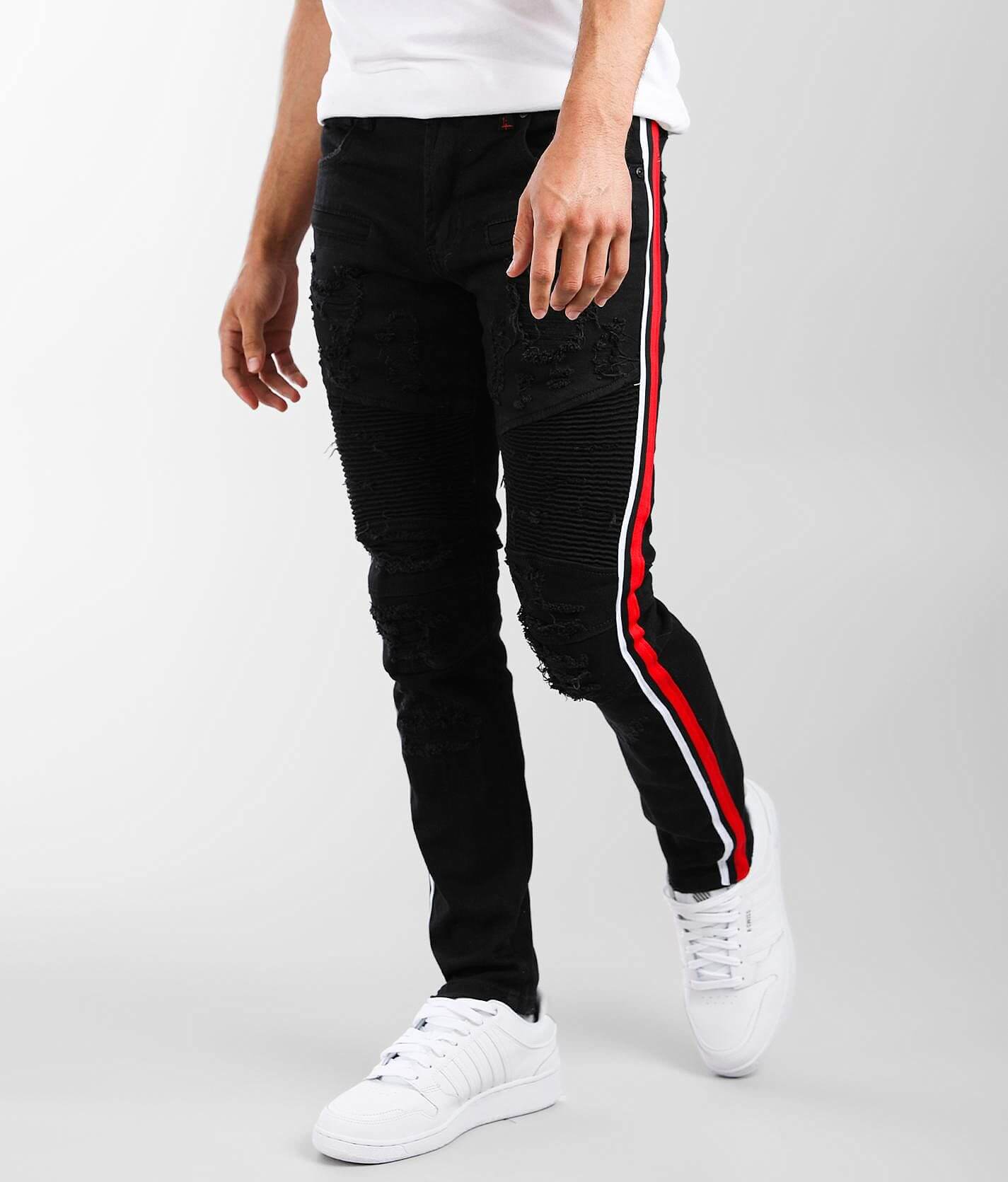 PREME Red Moto Skinny Stretch Jean - Men's Jeans in Red