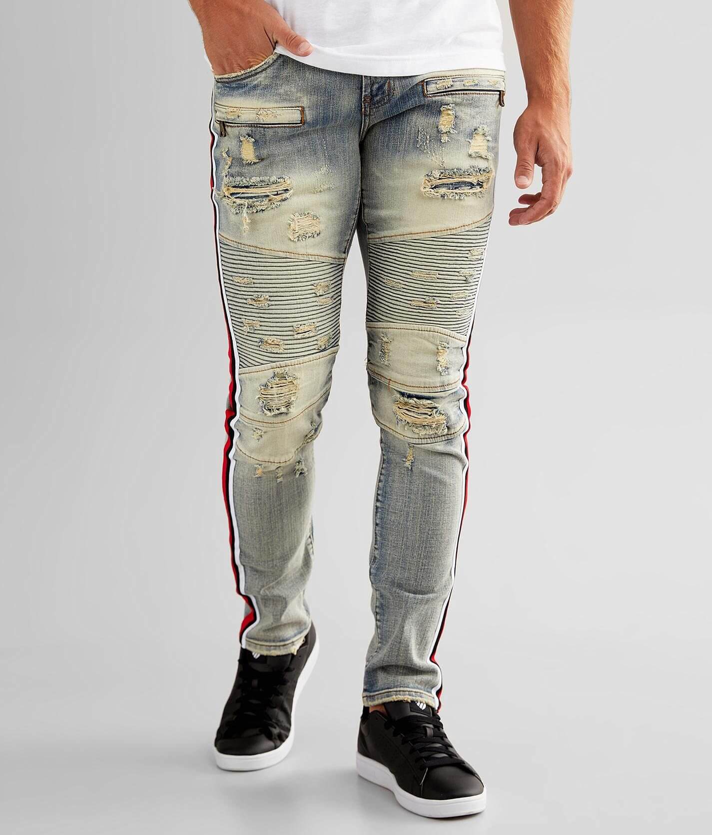 PREME Red Rhinestone Skinny Stretch Jean - Men's Jeans in Red