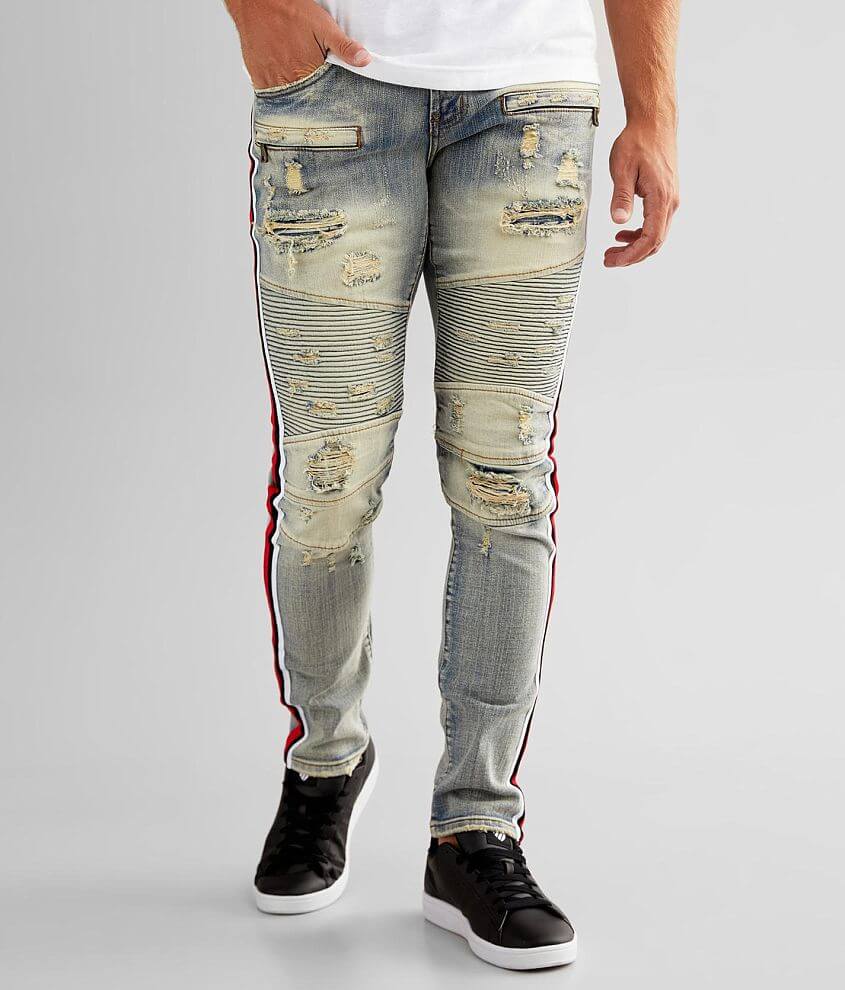 PREME Indigo Moto Skinny Stretch Jean - Men's Jeans in Red2White Tape ...