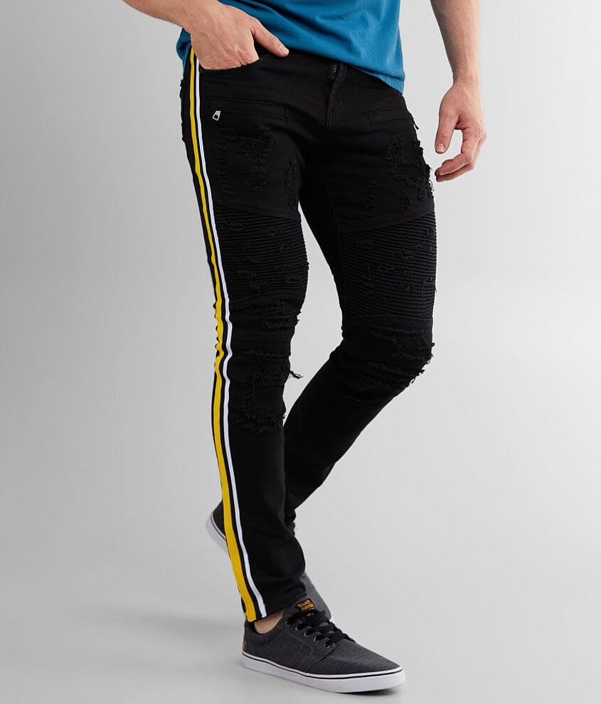 Side stripe store black jeans