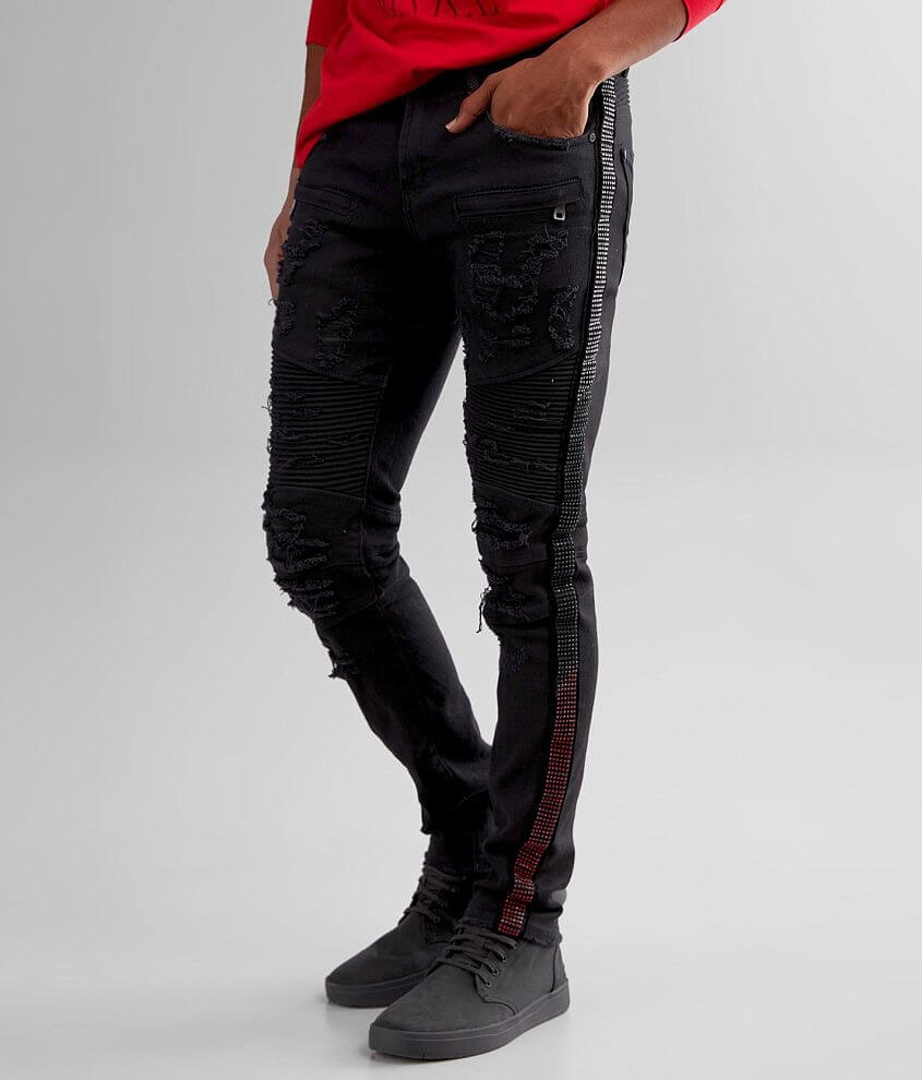 PREME Red Rhinestone Skinny Stretch Jean - Men's Jeans in Red