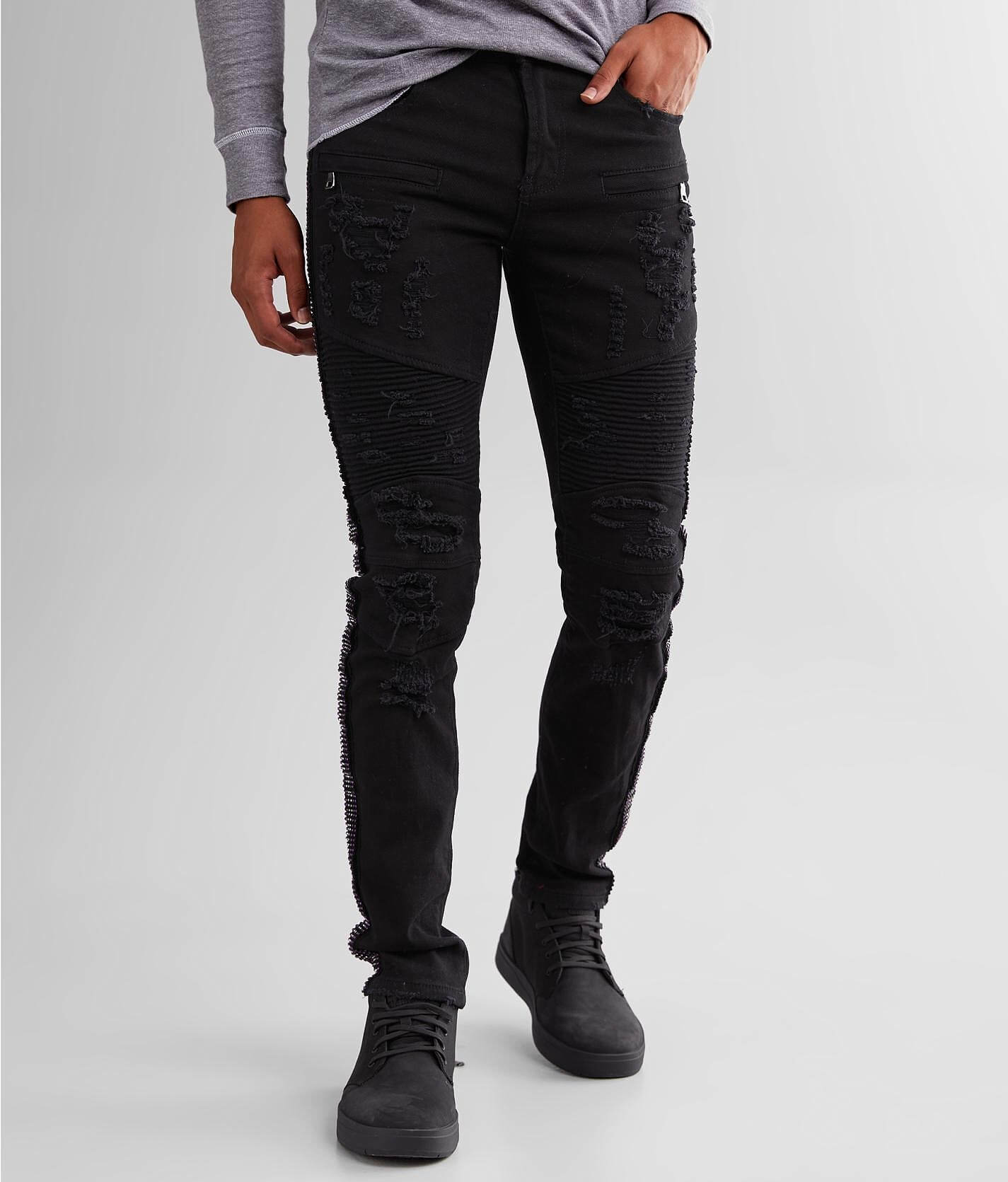 mens buckle black jeans
