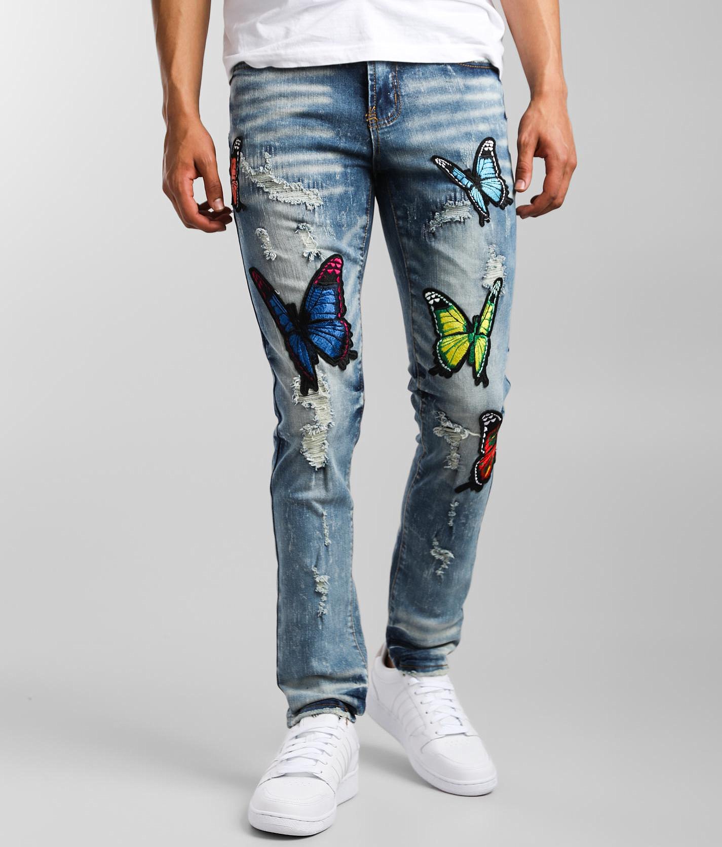 mens butterfly jeans