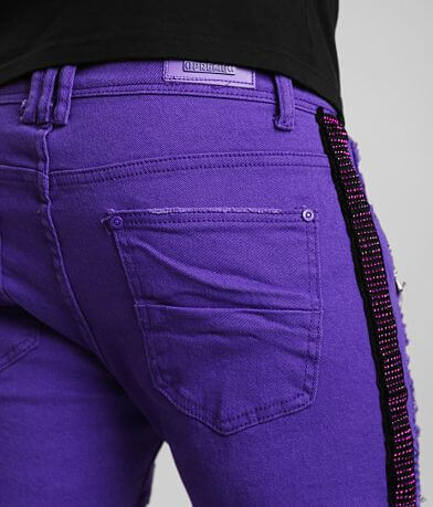 PREME Purple Rhinestone Stretch Short back pocket view
