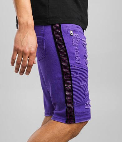 PREME Purple Rhinestone Stretch Short full right side view