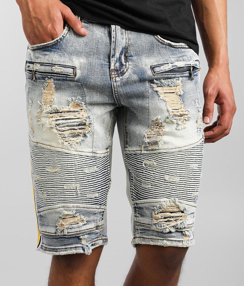 PREME Indigo Moto Stretch Short front view