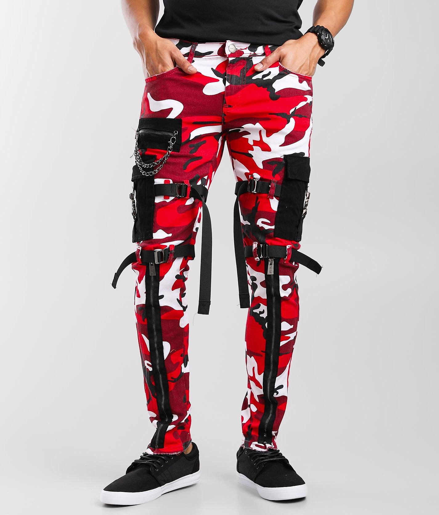 red skinny cargo pants