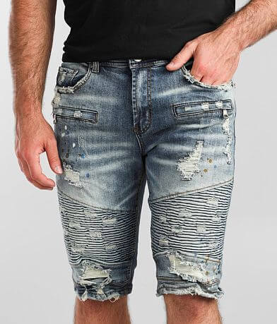 Mens moto jean store shorts