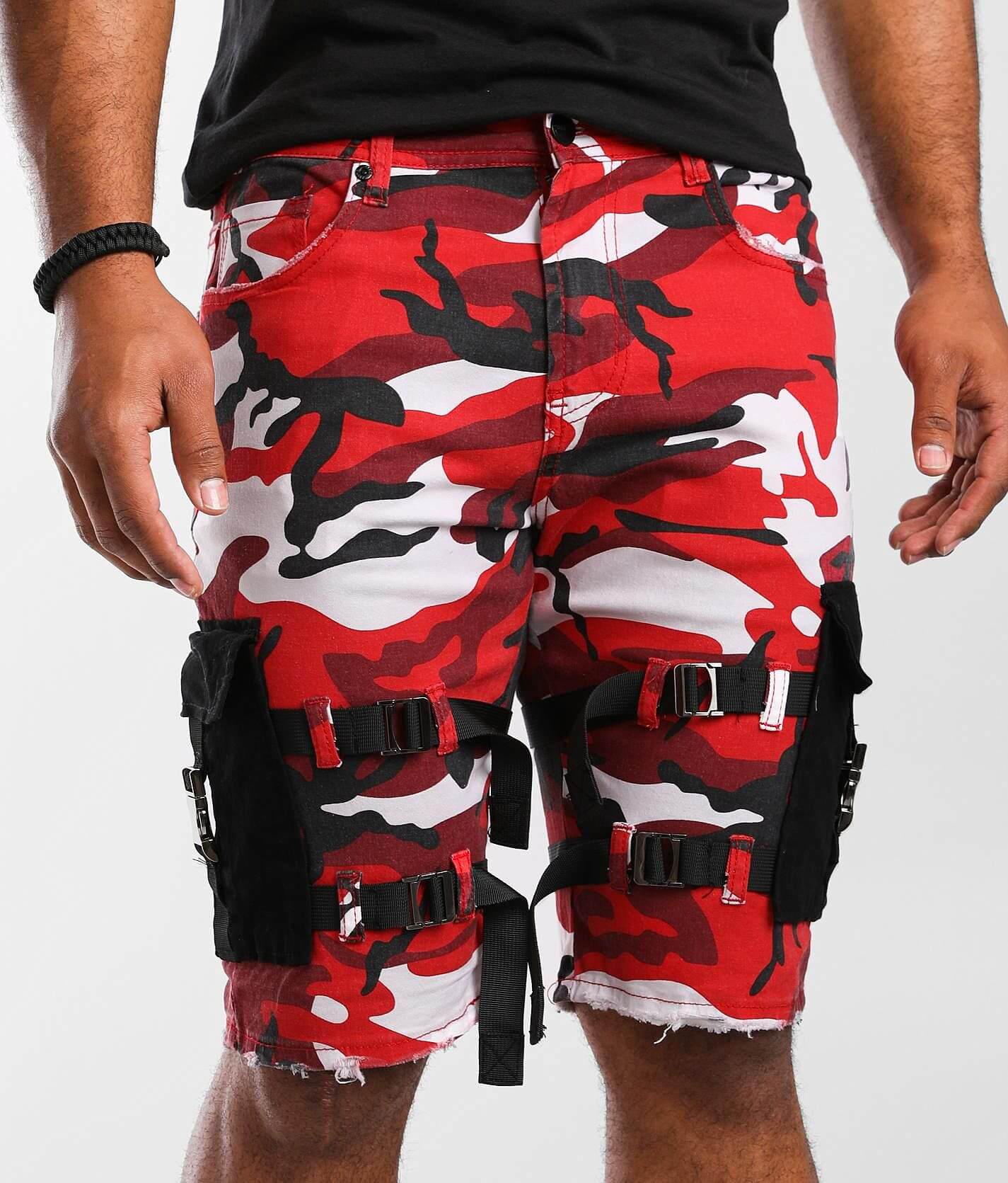 Red and black deals camo shorts