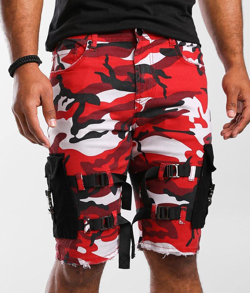 Red cheap camouflage shorts