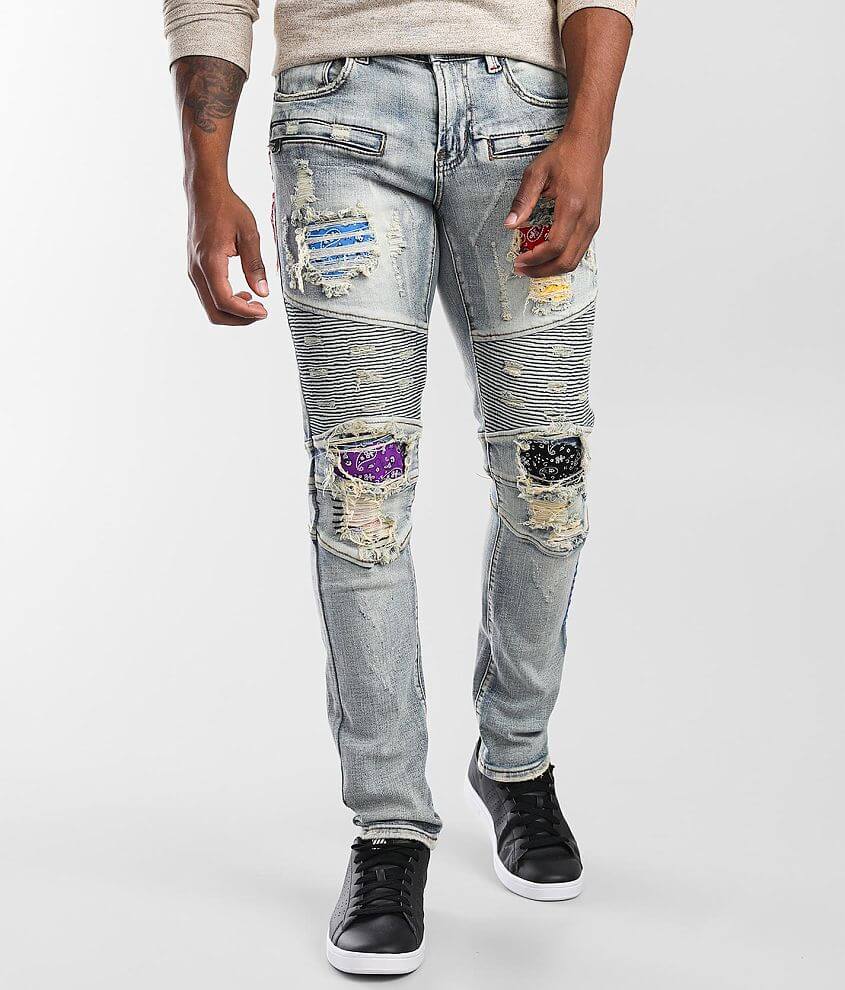 PREME Indigo Moto Skinny Stretch Jean front view