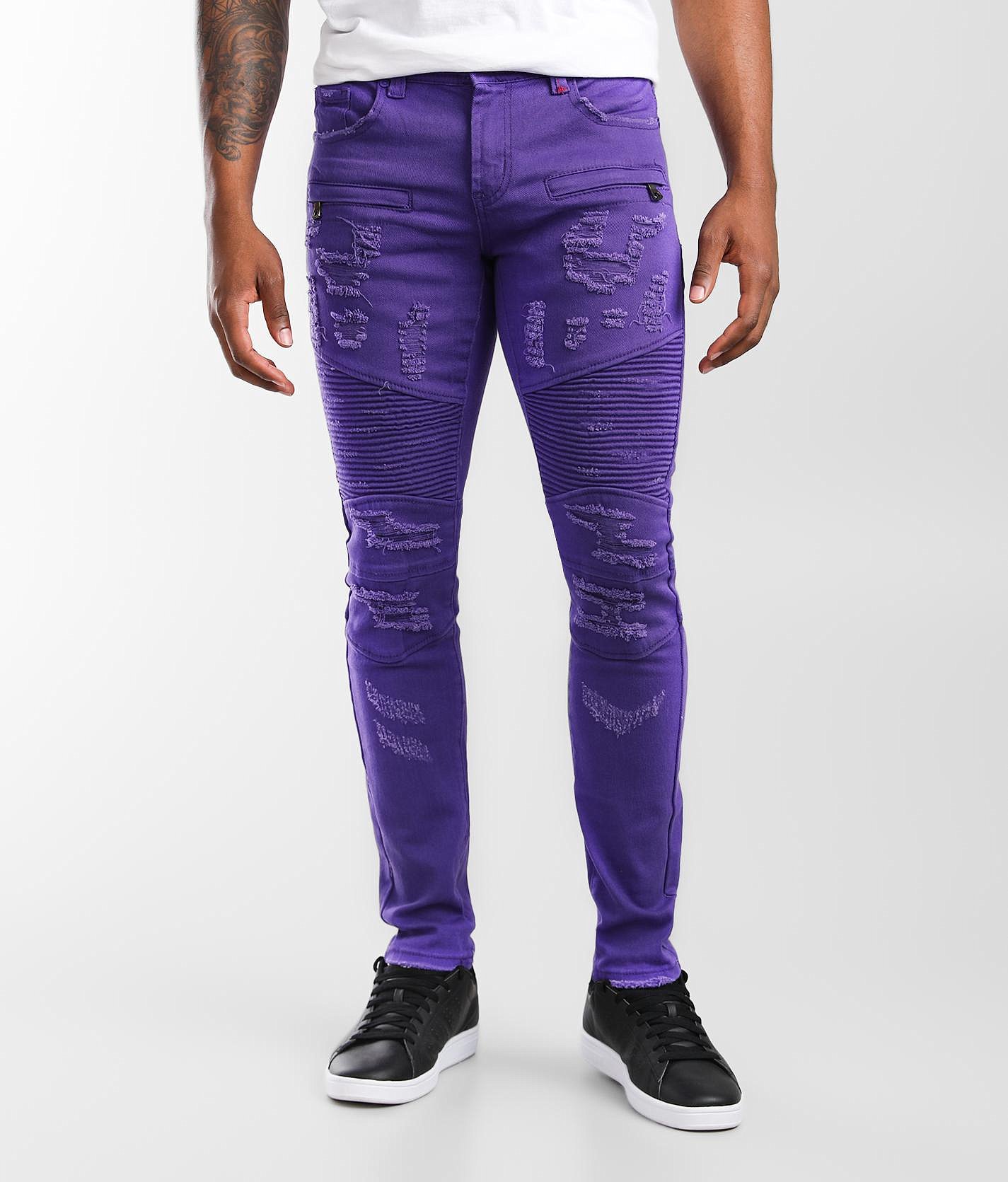 PREME Purple Moto Skinny Stretch Jean - Men's Jeans In Purple | Buckle