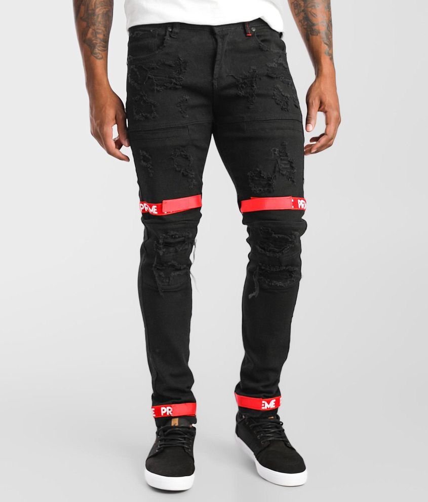 PREME Black Skinny Stretch Jean front view