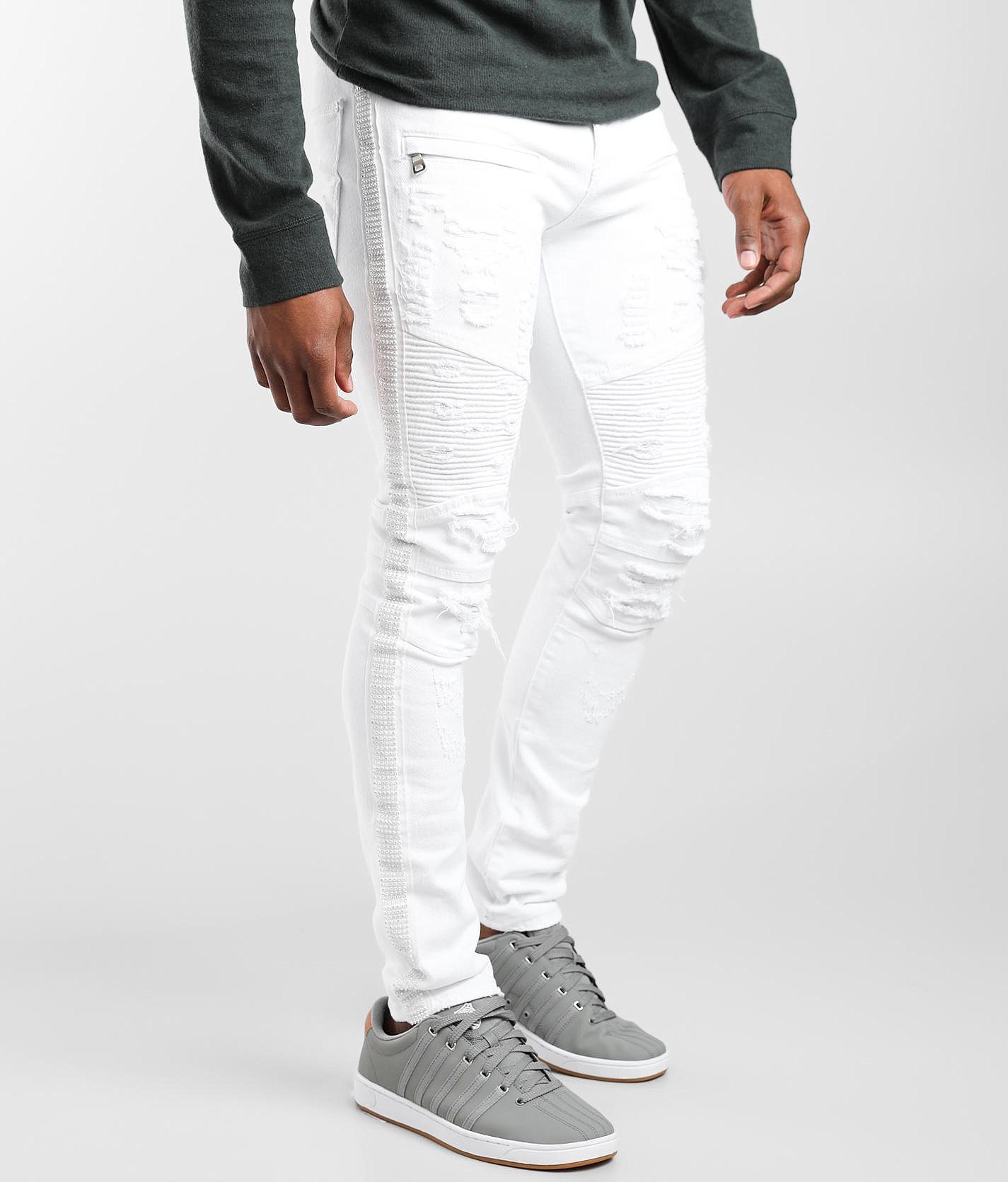 mens white stretch jeans