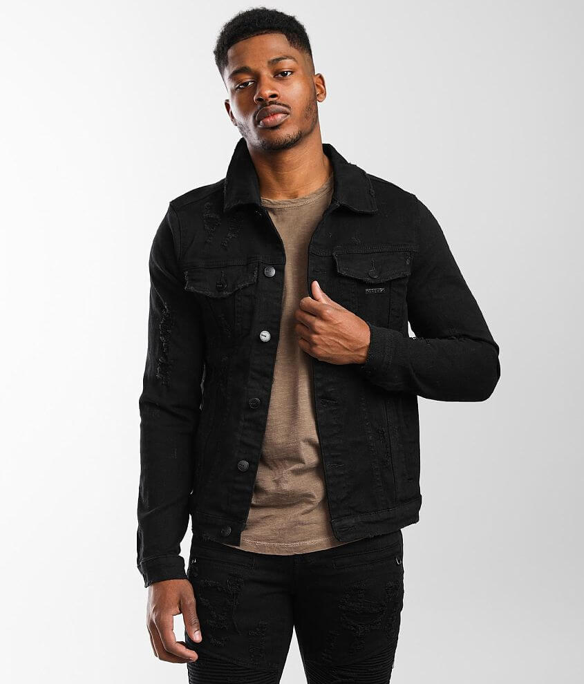 PREME Black Denim Stretch Jacket - Men's Coats/Jackets in Black | Buckle