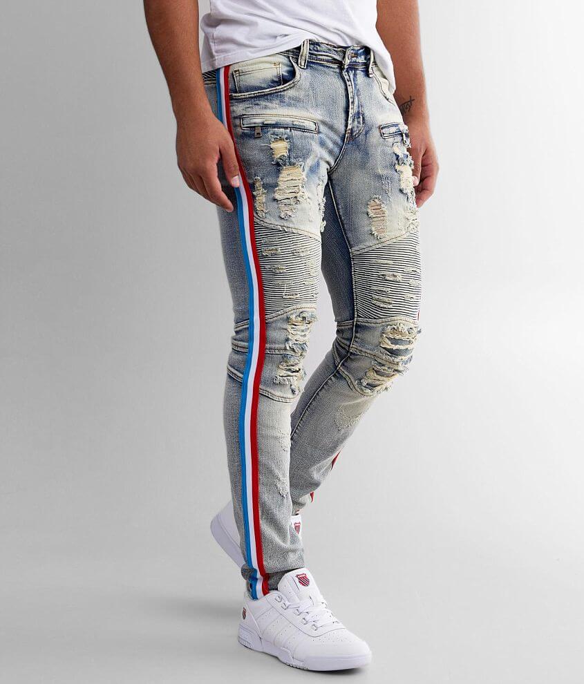 Side strip jeans for hot sale men