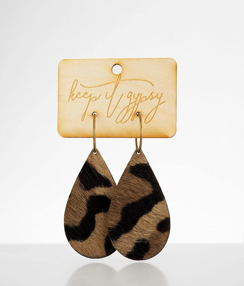 Keep It Gypsy Cowhide Leather Earring front view