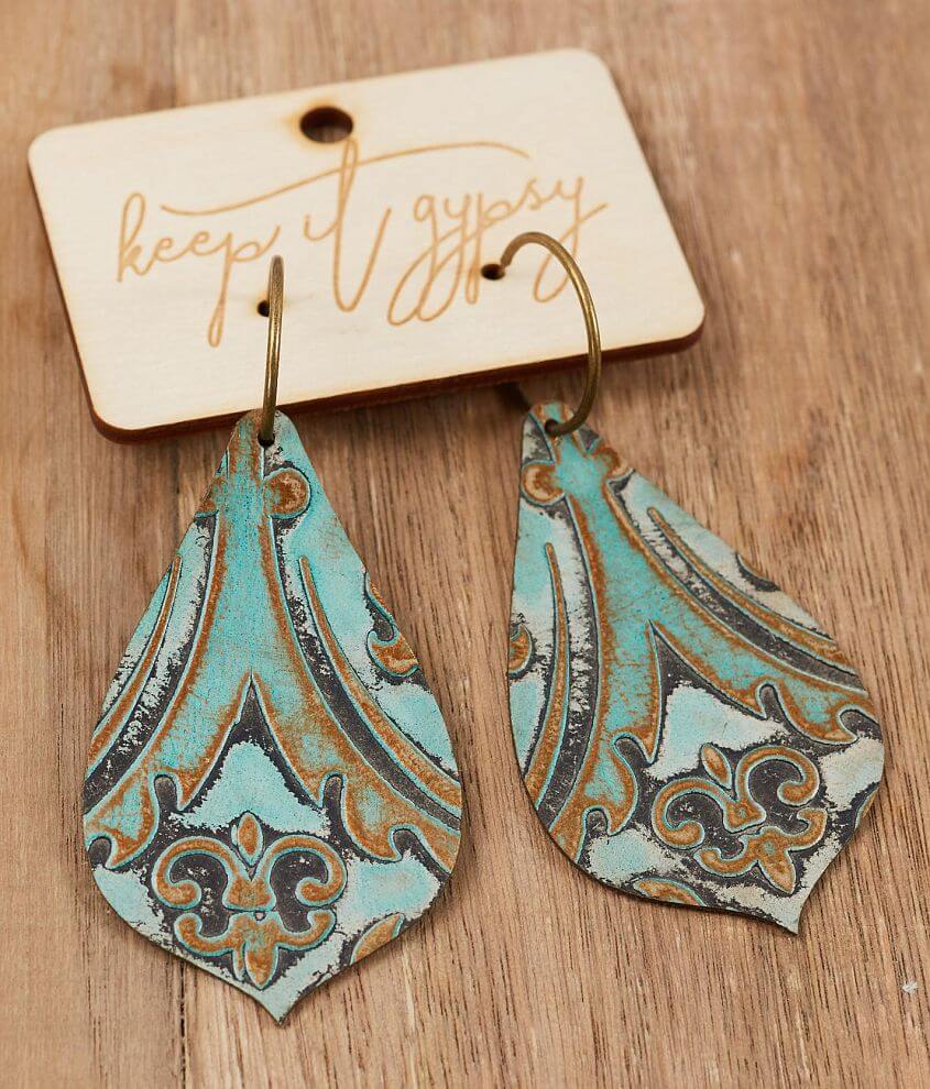 Keep It Gypsy LV Turquoise Leather Earrings