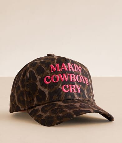 KenzKustomz Makin' Cowboys Cry Leopard Baseball Hat front view